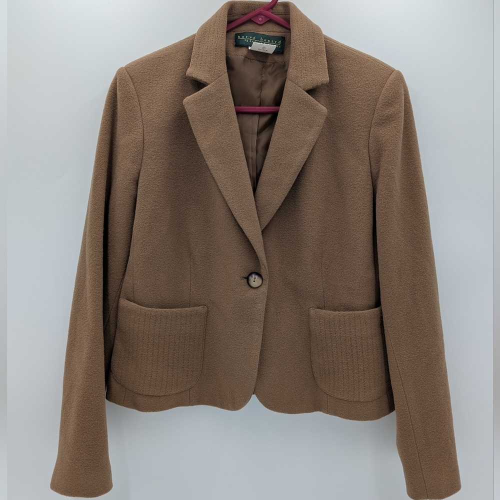 Harve Benard Wool blend Blazer Jacket Tan Minimalist Old Money 6 Academia Retro